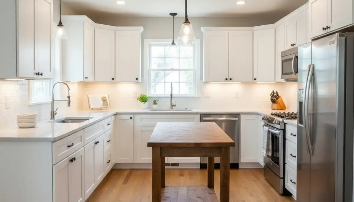 Refinished kitchen cabinets in Norton, MA with smooth, durable paint finish by local house-painting experts