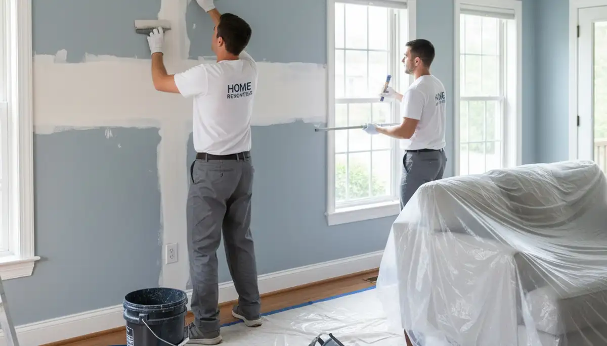 Professional drywall repair and wall restoration in Norton, MA home by expert painters