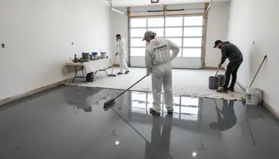 Epoxy floor coating in Norton, MA garage by professional house painters at nortonpainter.com
