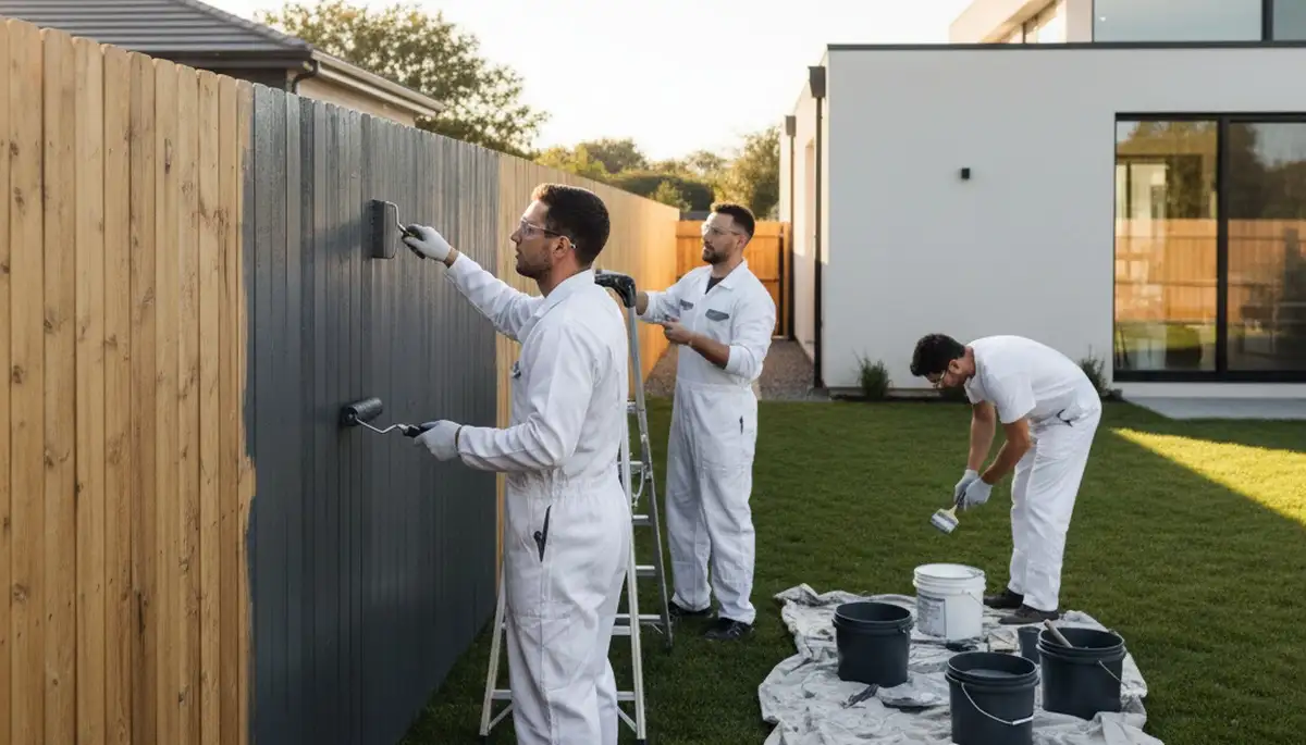 Professional fence painting in Norton, MA protecting wood and vinyl fences from weather damage