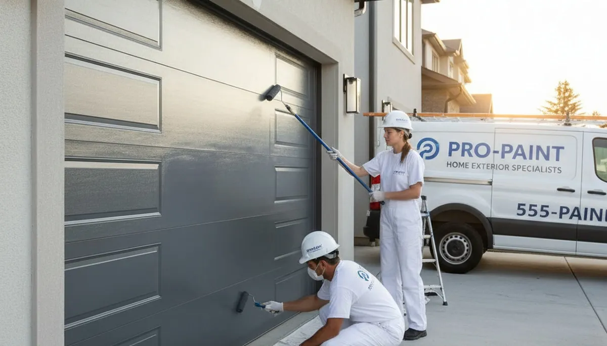 Professional garage door painting in Norton, MA enhancing curb appeal with durable exterior finishes