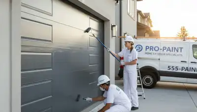 Professional garage door painting in Norton, MA enhancing curb appeal with durable exterior finishes