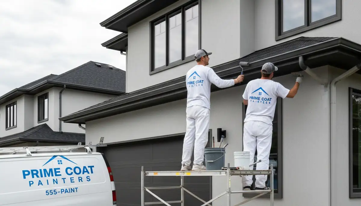 Professional gutter painting on a Norton MA home exterior for rust protection and curb appeal