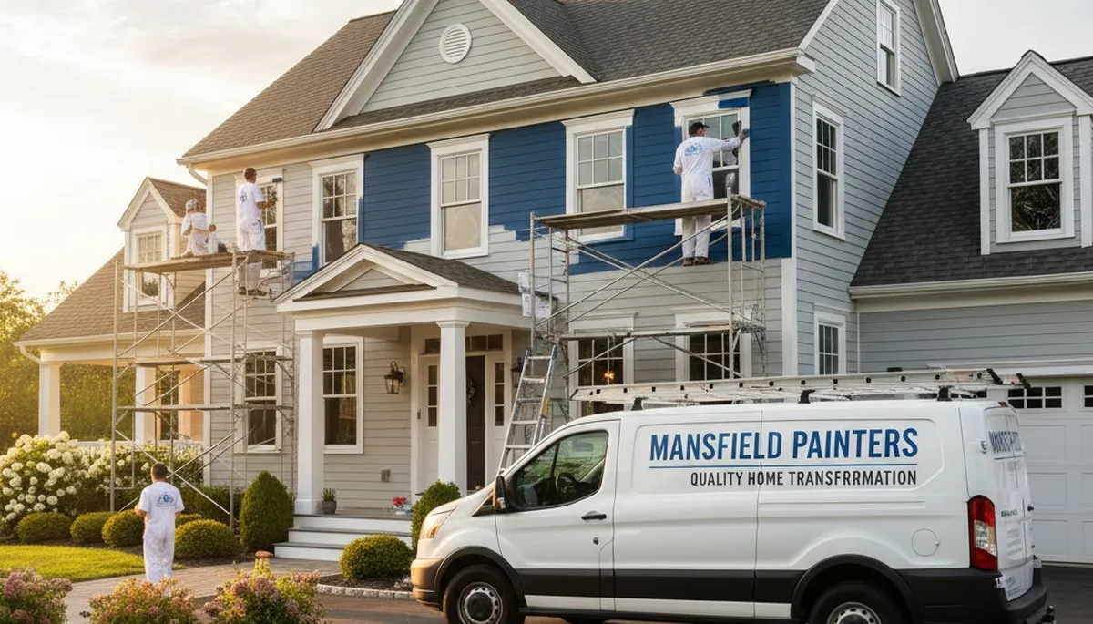 Professional house painters working on residential exterior in Norton MA
