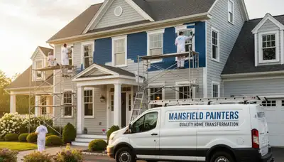 Professional house painters working on residential exterior in Norton MA