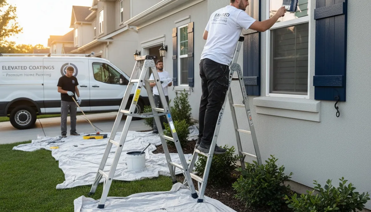 Professional shutter painting and restoration on a Norton, MA home exterior by expert painters