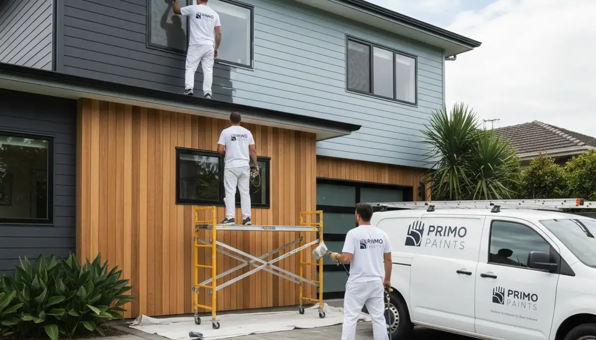 Professional siding painting on a Norton, MA home by expert local house painters
