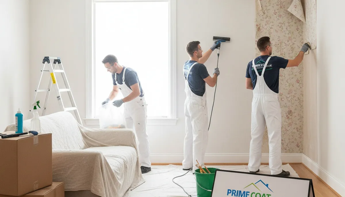 Professional wallpaper removal service in Norton MA preparing home walls for painting